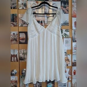 Lulu's Amalfi Coast Pleated Flutter Sleeve Mini Dress